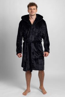 Dospělé dupačky Pánský župan s kapucí černý