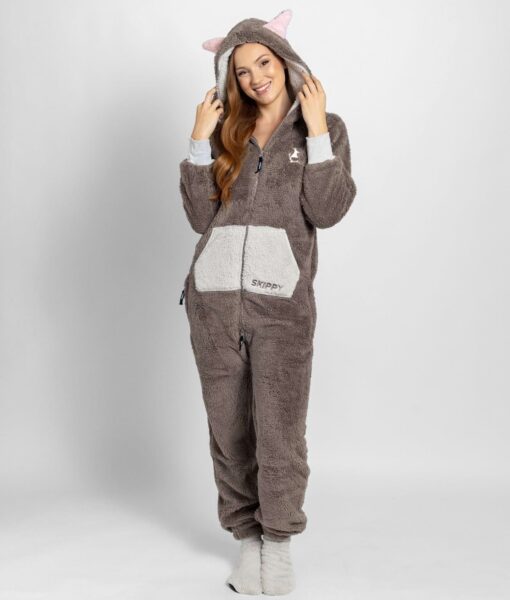 Dospělé dupačky Dupačky teddy šedá kočka