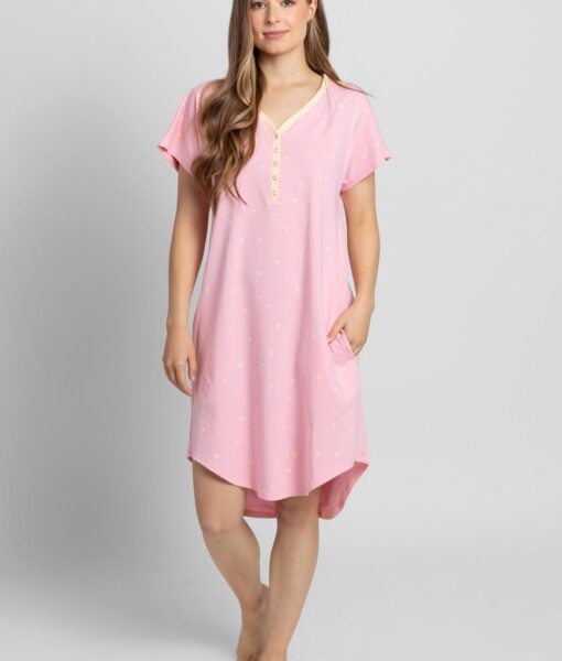 Dospělé dupačky Dámská noční košile light pink hearts