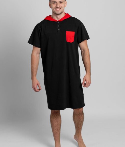 Dospělé dupačky Pánská noční košile černo-červená